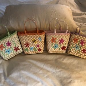 4 New with Tags Woven Raffia Spring / Easter Tote Purses